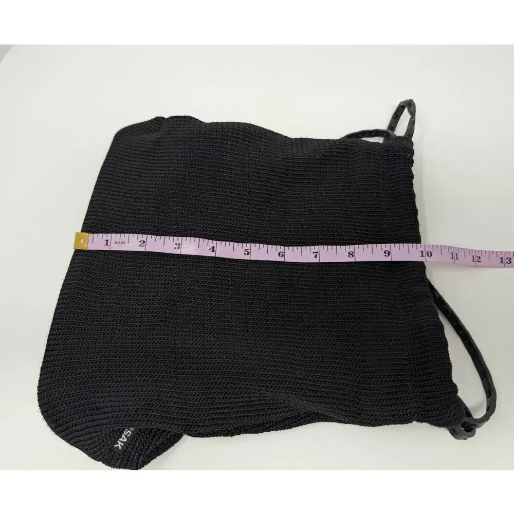 The Sak Black Crochet Knit Hobo Bag Y2K Boho Minimalist Leather Strap